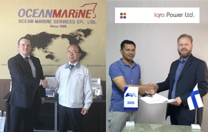Mr. Konstantinos Fakiolas, Auramarine and Mr. James (JM) Kim, CEO at Ocean Marine Services, Mr. Morshed Mahboob, iqra Power and Mr. Rami Tammisto, Auramarine.
